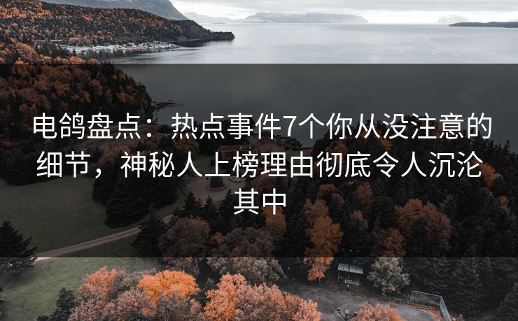 电鸽盘点：热点事件7个你从没注意的细节，神秘人上榜理由彻底令人沉沦其中