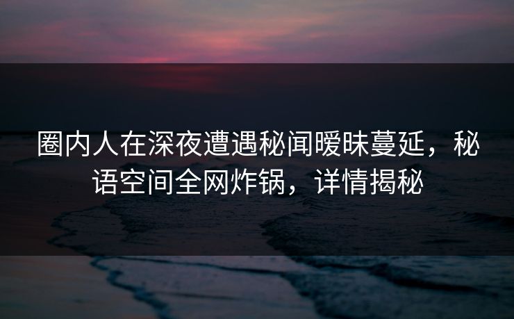 圈内人在深夜遭遇秘闻暧昧蔓延，秘语空间全网炸锅，详情揭秘
