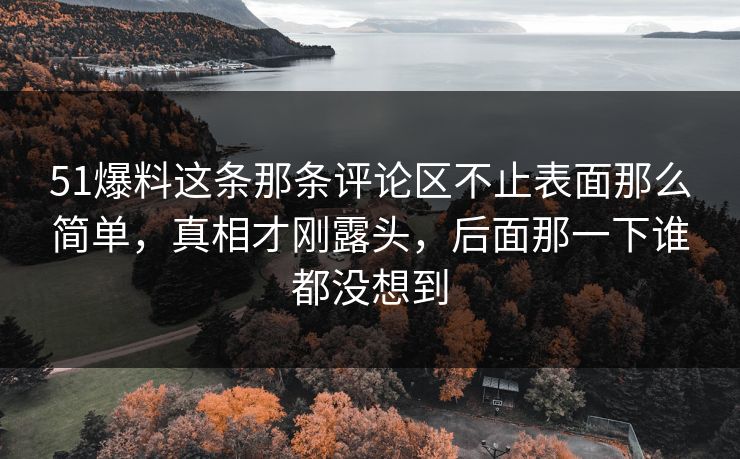 51爆料这条那条评论区不止表面那么简单，真相才刚露头，后面那一下谁都没想到