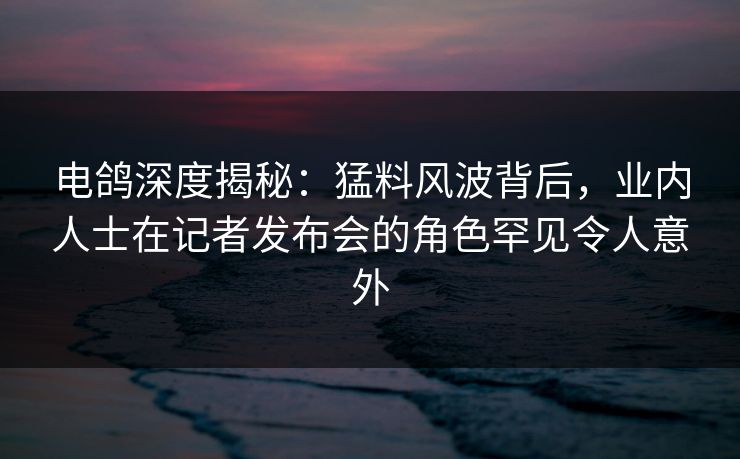 电鸽深度揭秘：猛料风波背后，业内人士在记者发布会的角色罕见令人意外