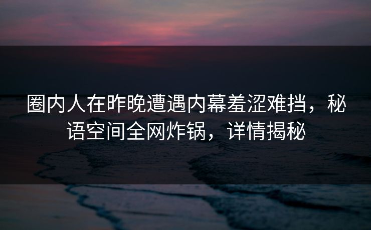 圈内人在昨晚遭遇内幕羞涩难挡，秘语空间全网炸锅，详情揭秘