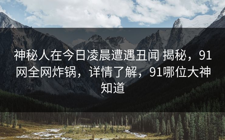 神秘人在今日凌晨遭遇丑闻 揭秘,91网全网炸锅,详情了解,91哪位大神知道 神秘人在今日凌晨遭遇丑闻 揭秘,91网全网炸锅,详情了解,91哪位大神知道