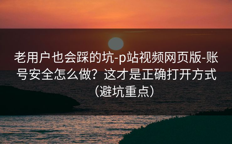 老用户也会踩的坑-p站视频网页版-账号安全怎么做？这才是正确打开方式（避坑重点）